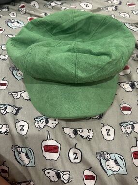 Bright Green Suede Baker Boy Cap